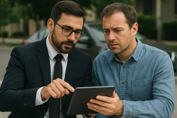 a lawyer with an ipad explaining something to his client from Dallas Lemon Law Attorney in Dallas, TX - general motors lemon law a lawyer with an ipad explaining something to his client from Dallas Lemon Law Attorney in Dallas, TX - general motors lemon law