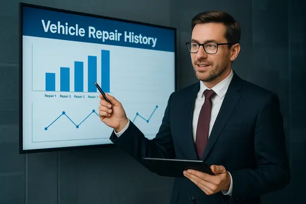 a lawyer giving a presentation with some statistics of vehicle repair history from Dallas Lemon Law Attorney in Dallas, TX - Lawyer near me a lawyer giving a presentation with some statistics of vehicle repair history from Dallas Lemon Law Attorney in Dallas, TX - Lawyer near me